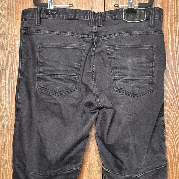 Smoke Rise Men's Slim Fit Moto Biker Jeans Black W38 L32 Distressed Skinny Denim - Picture 7 of 10